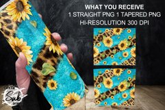 Leopard Sunflower Turquoise Striped Tumbler Png Product Image 3