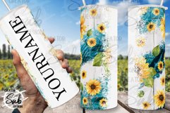 Turquoise Teal Stone Wood Background Add Your Name Tumbler Product Image 1