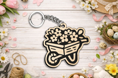 SVG Spring Wheel Cart Keychain Laser Gift Accessory Home Product Image 1