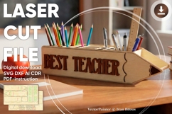 Teacher pencil holder - laser cut file, SVG pattern Product Image 1