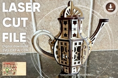 Teapot Fairy House - Laser Cut File, SVG DIY Design Product Image 1