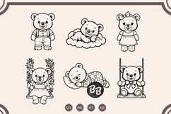 Teddy Bear SVG Bundle | 24 Cute Baby Bear Clipart Product Image 5