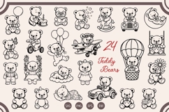Teddy Bear SVG Bundle | 24 Cute Baby Bear Clipart Product Image 1