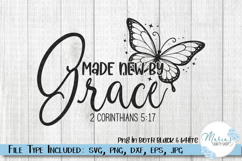 Christian Butterfly Made New by Grace SVG, 2Corinthians 5:17 Product Image 1