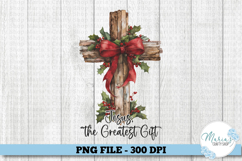 Jesus Christmas Cross PNG, Christian Christmas png Product Image 1