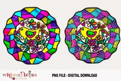 Bird Wild Flower Stain Glass Wind Spinner | PNG Sublimation Product Image 2