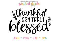 Thankful, Grateful, Blessed Fall SVG Cut File Product Image 1