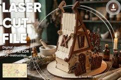 Witch house - laser cut file, Halloween house pattern Product Image 1