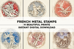 11 French Metal Stamps Designs - Antique Art Bundle Product Image 1