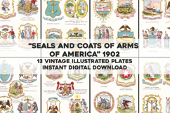 13 Vintage Pages of Seals and Coats of Arms of America Product Image 1