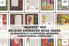 45 Illuminated Belgian Fantasy Manuscript Pages from 1901 Product Image 1