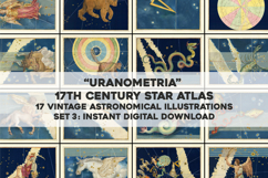 17 Vintage Celestial Star Atlas Astronomical Artworks Set 3 Product Image 1