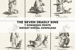 7 Icons of the Deadly Sins Classical Antique Illustrations Product Image 1