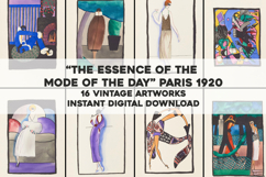 16 Authentic Vintage French 1920s Artworks - Image Bundle Product Image 1