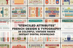 28 Vintage French Typography and Design Pages Bundle Product Image 1