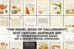 Set 3 Antique Calligraphy Design Book - 29 Unique Prints Product Image 1