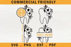 Floral tooth svg,flower dentist logo svg,tooth monogram svg Product Image 1
