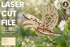Bird ornament - laser cut files SVG DXF AI CDR, Glowforge Product Image 1