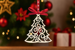 Christmas Tree Toy Model Laser Ornament Holiday Decor Gift Product Image 1