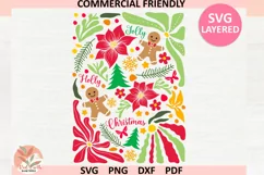 Boho Floral Christmas svg,trendy floral Christmas Hand Drawn Product Image 1