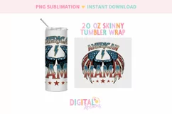 Glitter American Mama 20 oz Skinny Tumbler Wrap PNG Product Image 2