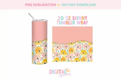 Pink Lemonade Flowers 20 oz Skinny Tumbler Wrap PNG Product Image 2