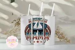 Glitter American Mama 20 oz Skinny Tumbler Wrap PNG Product Image 1