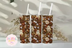 Neutral Clay Ghost 20 oz Skinny Tumbler Wrap PNG Product Image 1