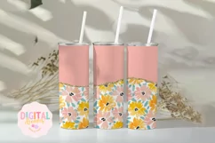 Pink Lemonade Flowers 20 oz Skinny Tumbler Wrap PNG Product Image 1
