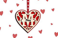 Valentine Day Monogram Letter M Love Gift Romantic SVG Laser Product Image 1