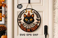 Trick or Treat Halloween Door Sign SVG, Laser Cut File Product Image 1