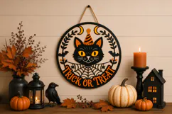 Trick or Treat Halloween Door Sign SVG, Laser Cut File Product Image 3