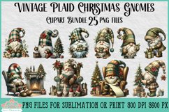 Vintage Plaid Christmas Gnomes | Christmas Clipart Product Image 2
