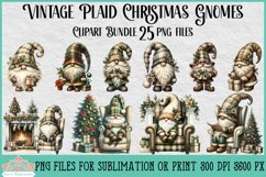 Vintage Plaid Christmas Gnomes | Christmas Clipart Product Image 3