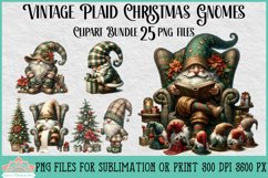 Vintage Plaid Christmas Gnomes | Christmas Clipart Product Image 1