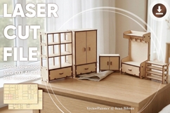 Wardrobes doll furniture - laser cutting files, SVG DXF plan Product Image 1