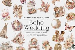 Watercolor Boho Clipart, Watercolor clipart wedding floral Product Image 1