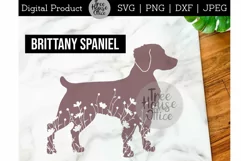 Floral Brittany Spaniel SVG, Brittany Spaniel with Flowers Product Image 1