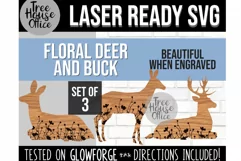 Deer Laser SVG, Floral Doe, Buck with Flowers, Glowforge svg Product Image 1