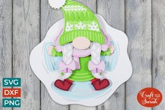 Winter Gnome SVG | Layered Female Snow Gnome SVG Product Image 1