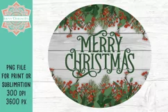 Merry Christmas Round PNG Design for Sublimation & Print