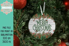 Merry Christmas Round PNG Design for Sublimation & Print