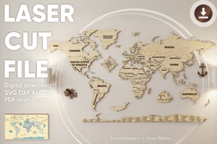 Vector World map - laser cut file, SVG Pattern Product Image 1