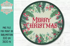 Merry Christmas Round PNG Design for Sublimation & Print