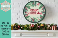 Merry Christmas Round PNG Design for Sublimation & Print