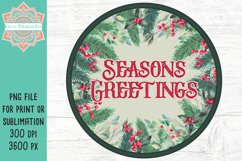 Seasons Greetings Round PNG Design for Sublimation &amp; Print