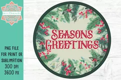 Seasons Greetings Round PNG Design for Sublimation & Print