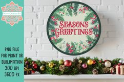 Seasons Greetings Round PNG Design for Sublimation &amp; Print