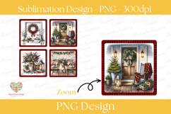 Farmhouse Christmas Coaster PNG | Rustic Plaid Holiday Product Image 6
