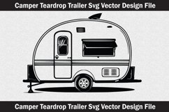 Camper Teardrop Trailer SVG silhouette vector cut file Product Image 1